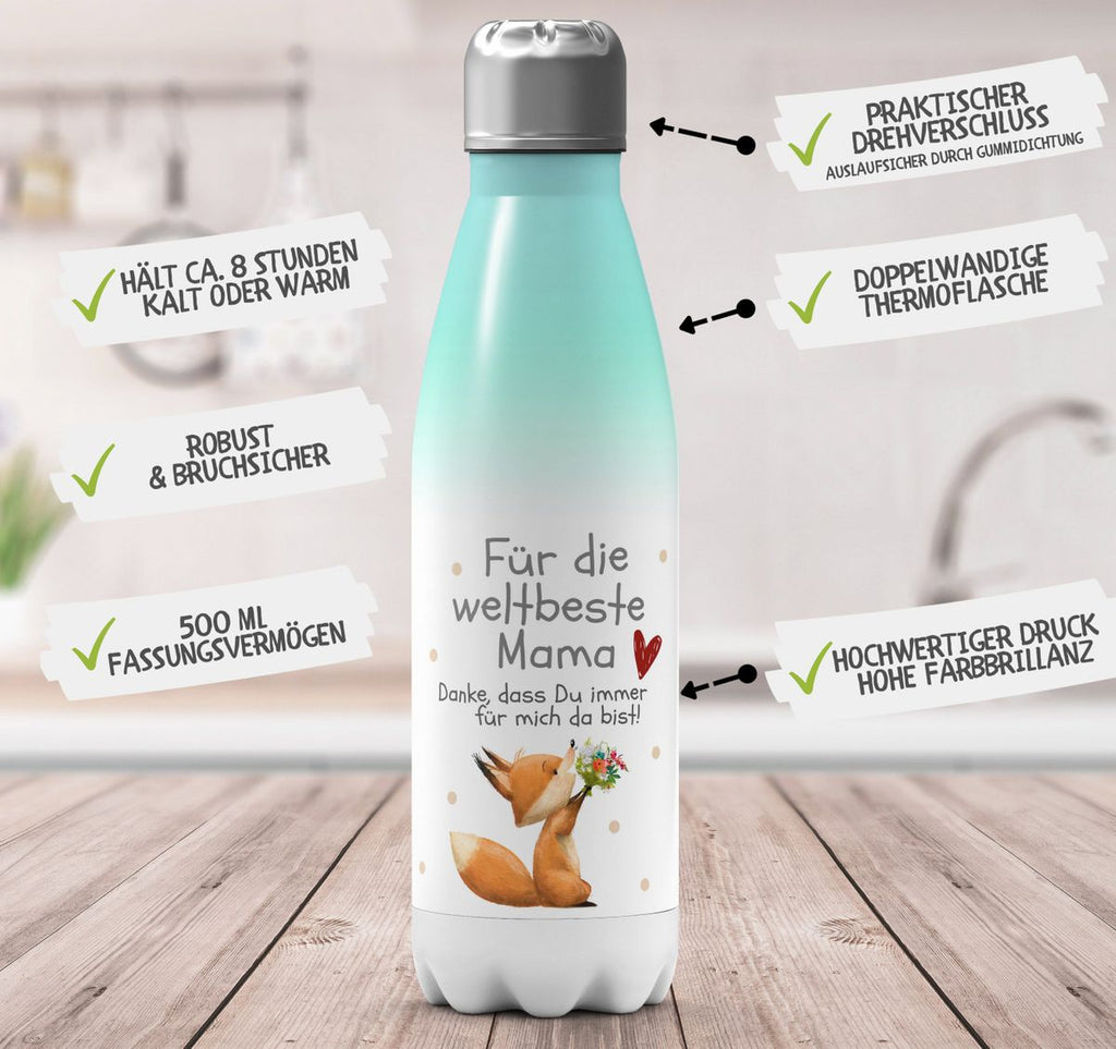 Thermo Trinkflasche Danke dass Du immer für mich da bist weltbeste Mama - von Mikalino