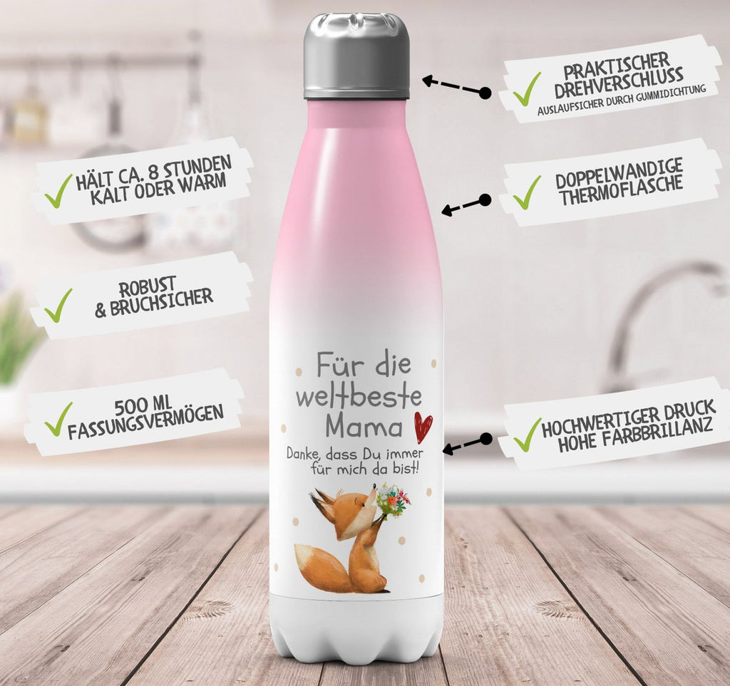 Thermo Trinkflasche Danke dass Du immer für mich da bist weltbeste Mama - von Mikalino