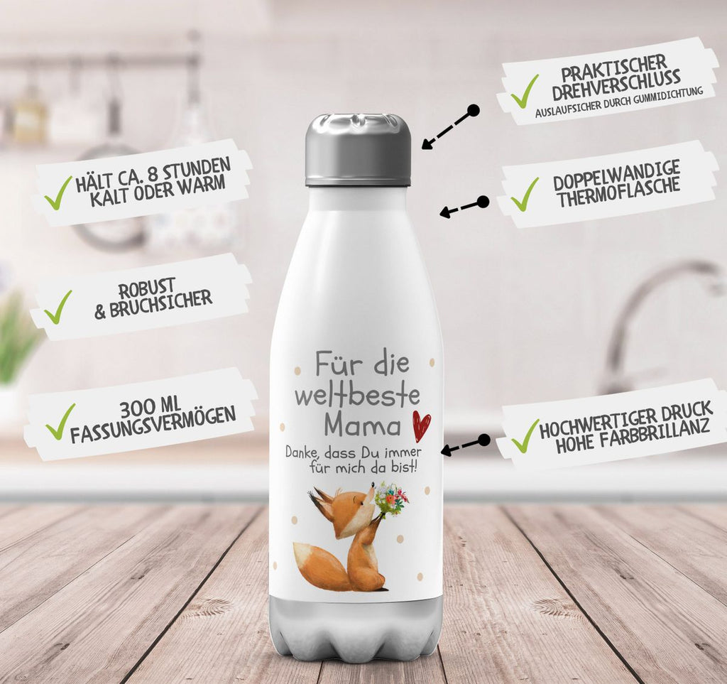 Thermo Trinkflasche Danke dass Du immer für mich da bist weltbeste Mama - von Mikalino