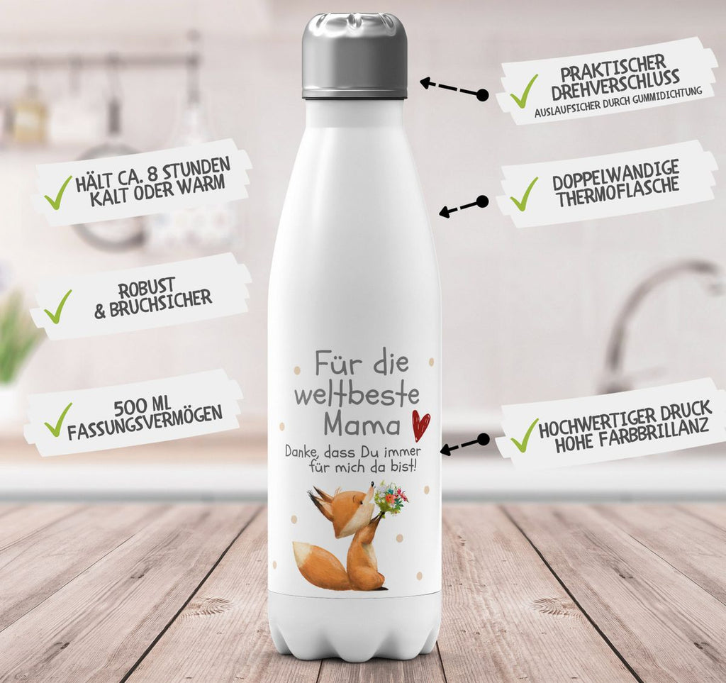 Thermo Trinkflasche Danke dass Du immer für mich da bist weltbeste Mama - von Mikalino