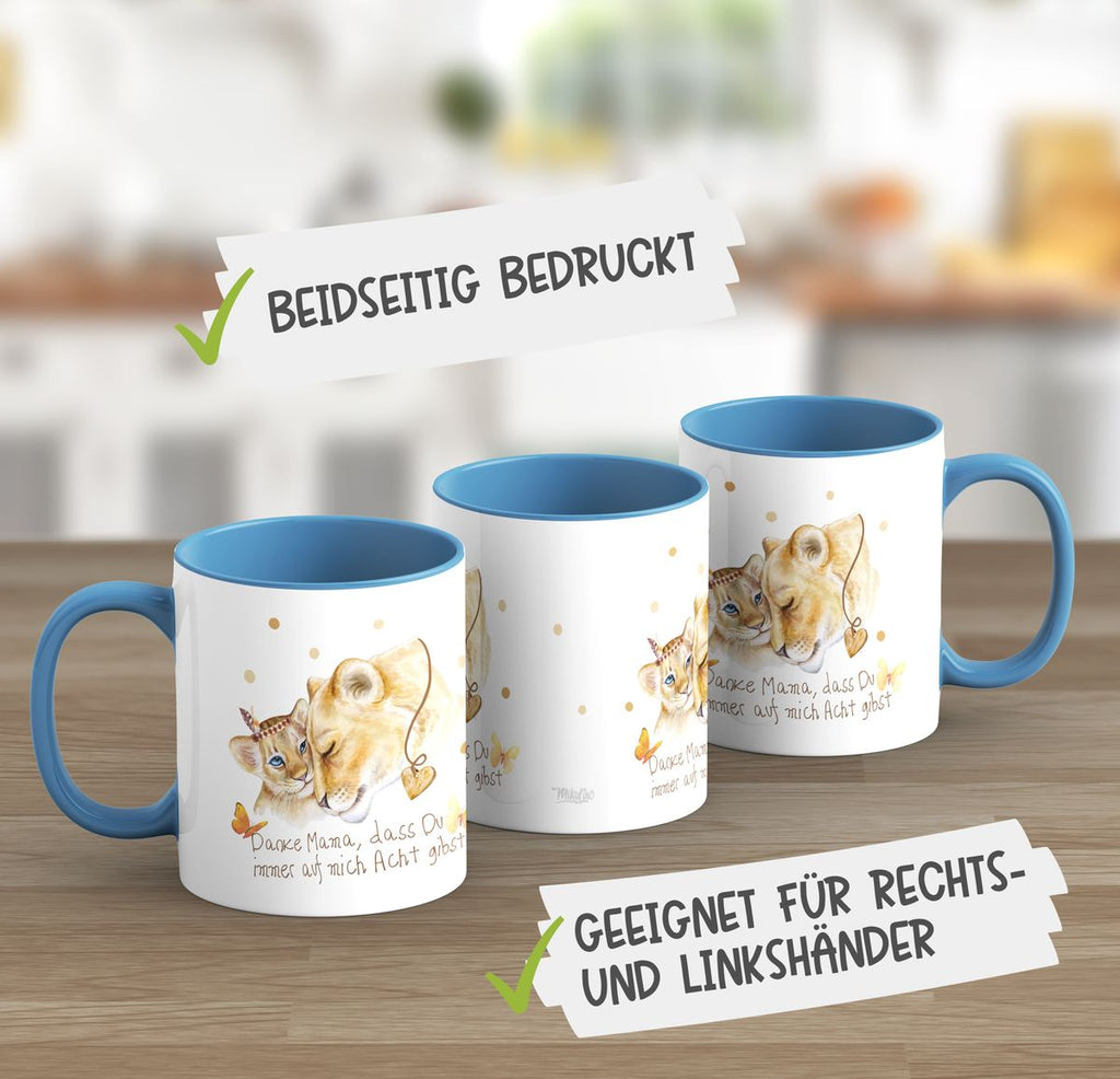 Keramik Tasse Danke Mama, dass Du immer auf mich Acht gibst - von Mikalino