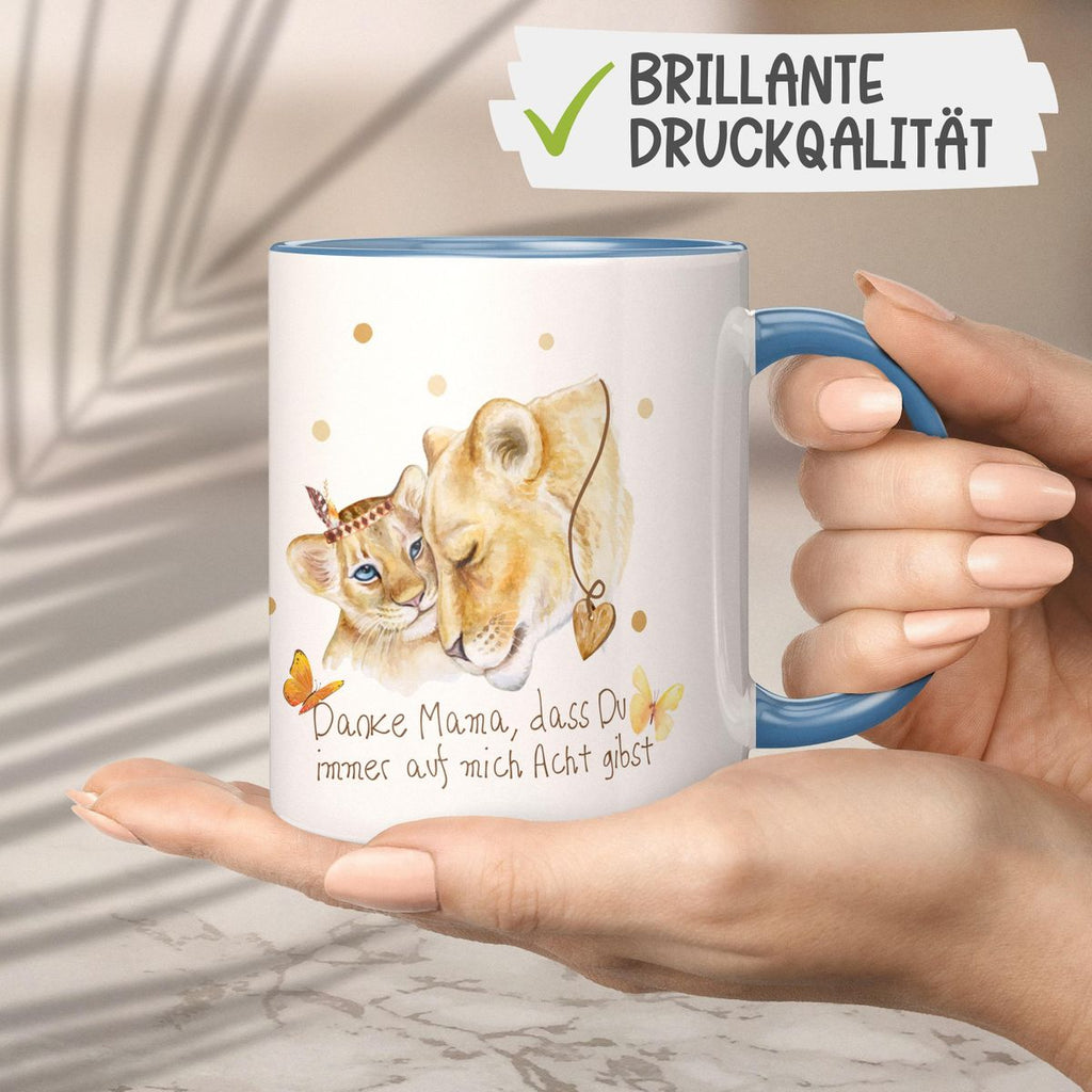 Keramik Tasse Danke Mama, dass Du immer auf mich Acht gibst - von Mikalino