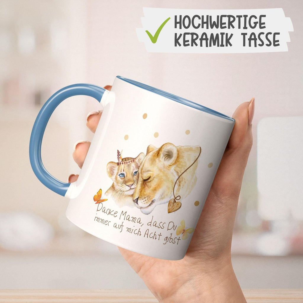 Keramik Tasse Danke Mama, dass Du immer auf mich Acht gibst - von Mikalino