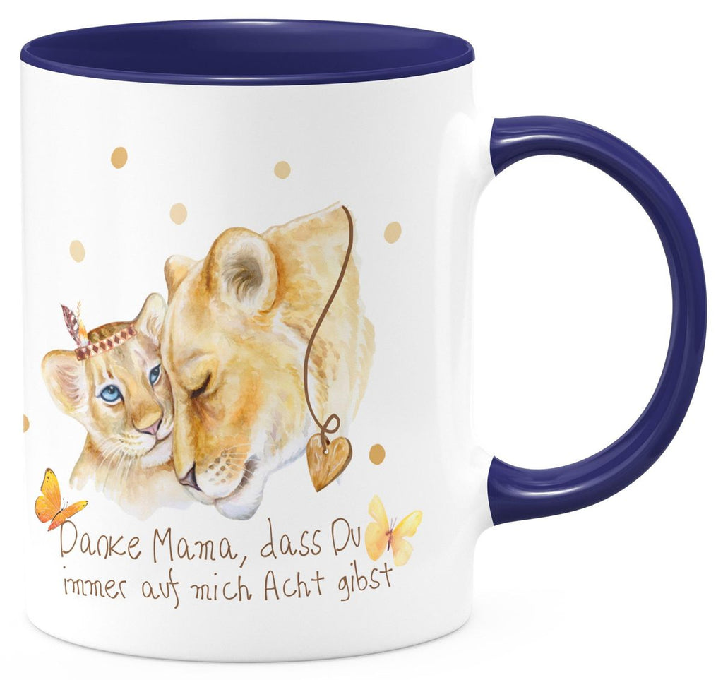 Keramik Tasse Danke Mama, dass Du immer auf mich Acht gibst - von Mikalino