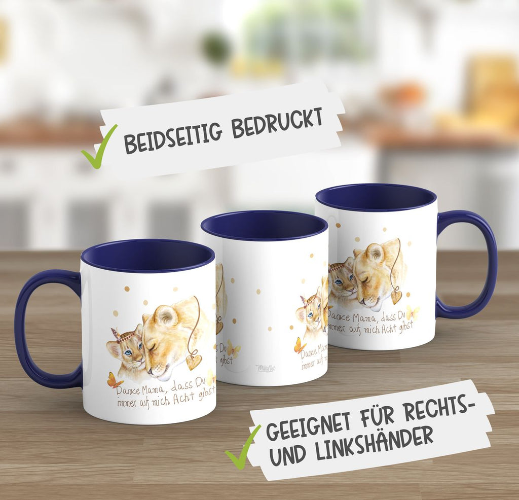 Keramik Tasse Danke Mama, dass Du immer auf mich Acht gibst - von Mikalino