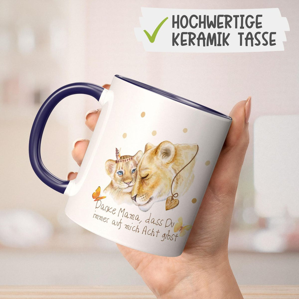 Keramik Tasse Danke Mama, dass Du immer auf mich Acht gibst - von Mikalino