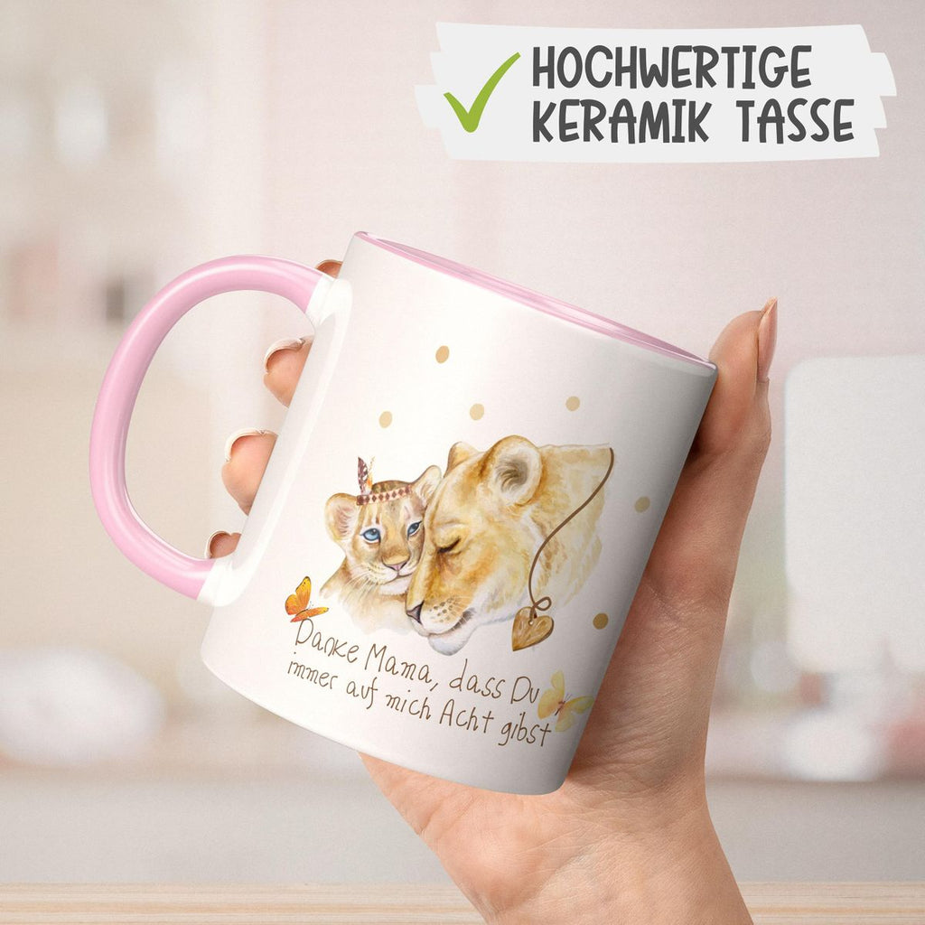 Keramik Tasse Danke Mama, dass Du immer auf mich Acht gibst - von Mikalino