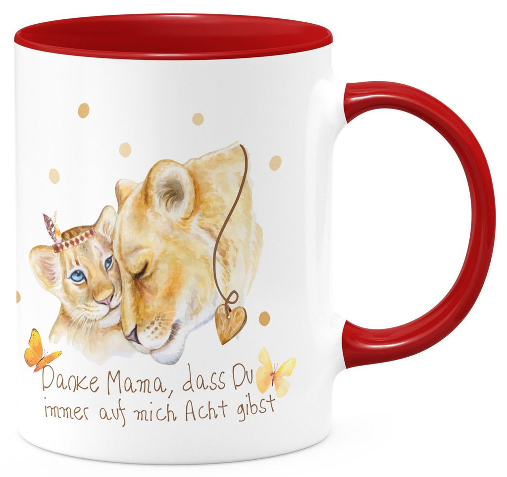 Keramik Tasse Danke Mama, dass Du immer auf mich Acht gibst - von Mikalino