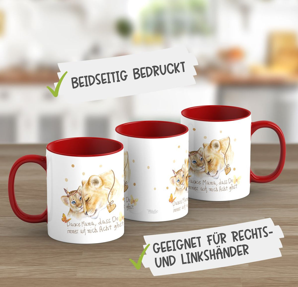 Keramik Tasse Danke Mama, dass Du immer auf mich Acht gibst - von Mikalino