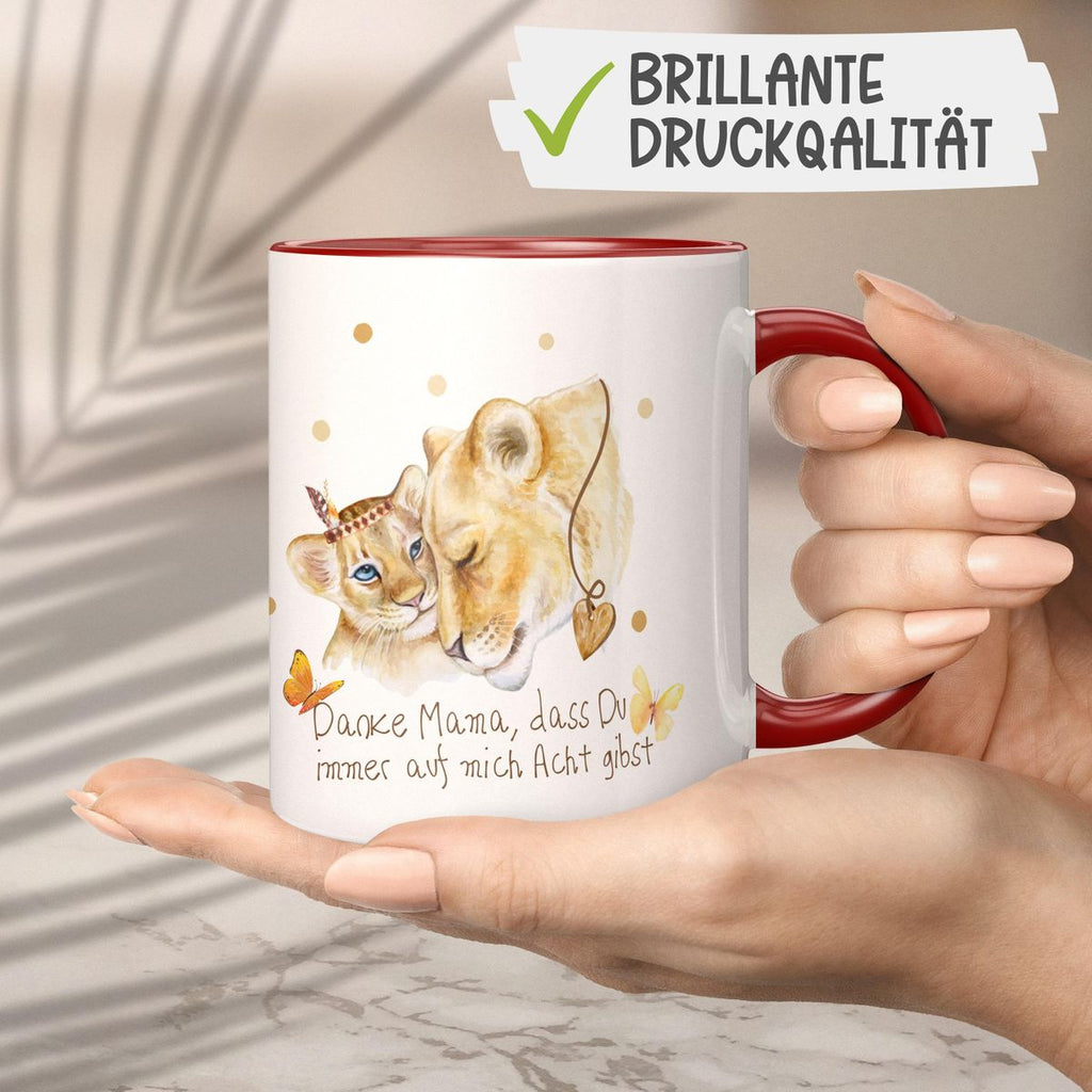 Keramik Tasse Danke Mama, dass Du immer auf mich Acht gibst - von Mikalino