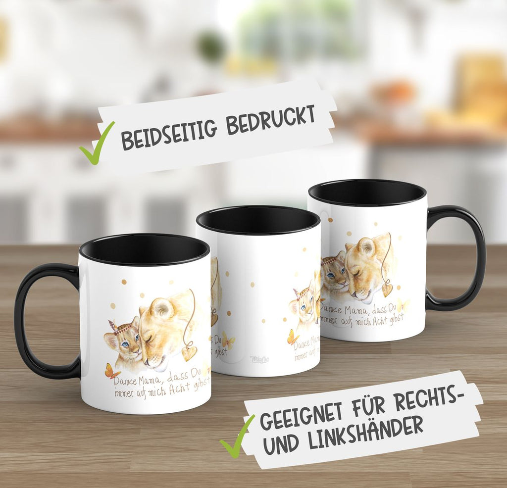 Keramik Tasse Danke Mama, dass Du immer auf mich Acht gibst - von Mikalino