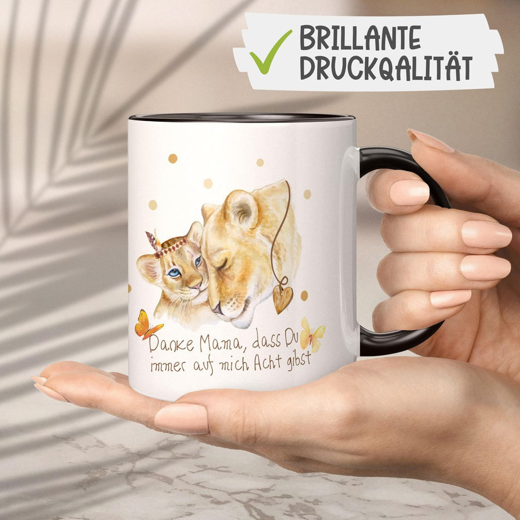 Keramik Tasse Danke Mama, dass Du immer auf mich Acht gibst - von Mikalino