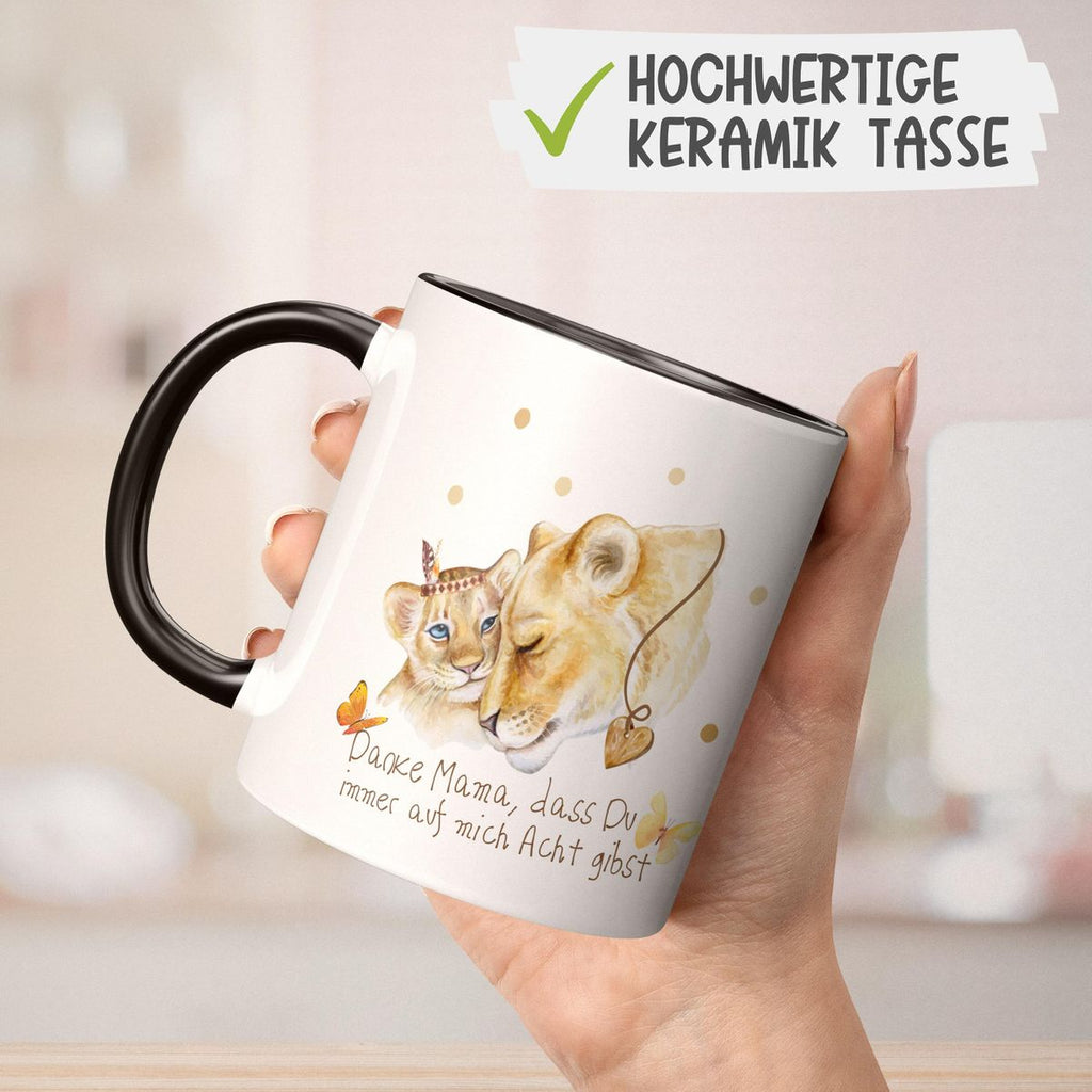 Keramik Tasse Danke Mama, dass Du immer auf mich Acht gibst - von Mikalino