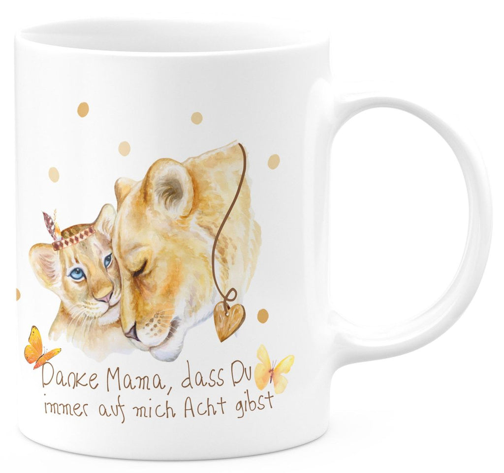 Keramik Tasse Danke Mama, dass Du immer auf mich Acht gibst - von Mikalino