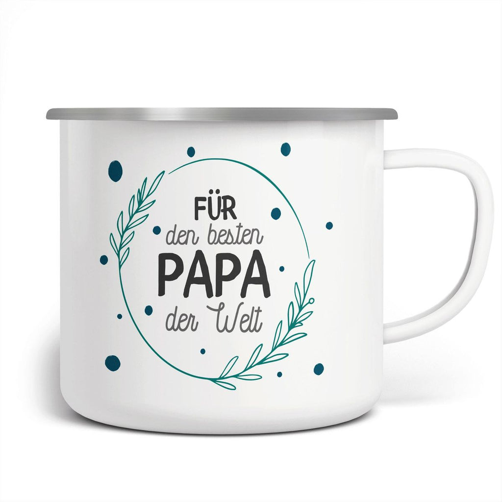 Emaille Tasse mit individuellem Namen Für den besten Papa der Welt optional mit Wunschname - von Mikalino