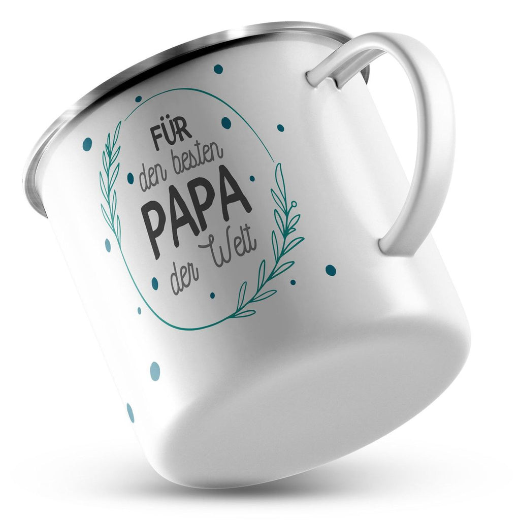 Emaille Tasse mit individuellem Namen Für den besten Papa der Welt optional mit Wunschname - von Mikalino