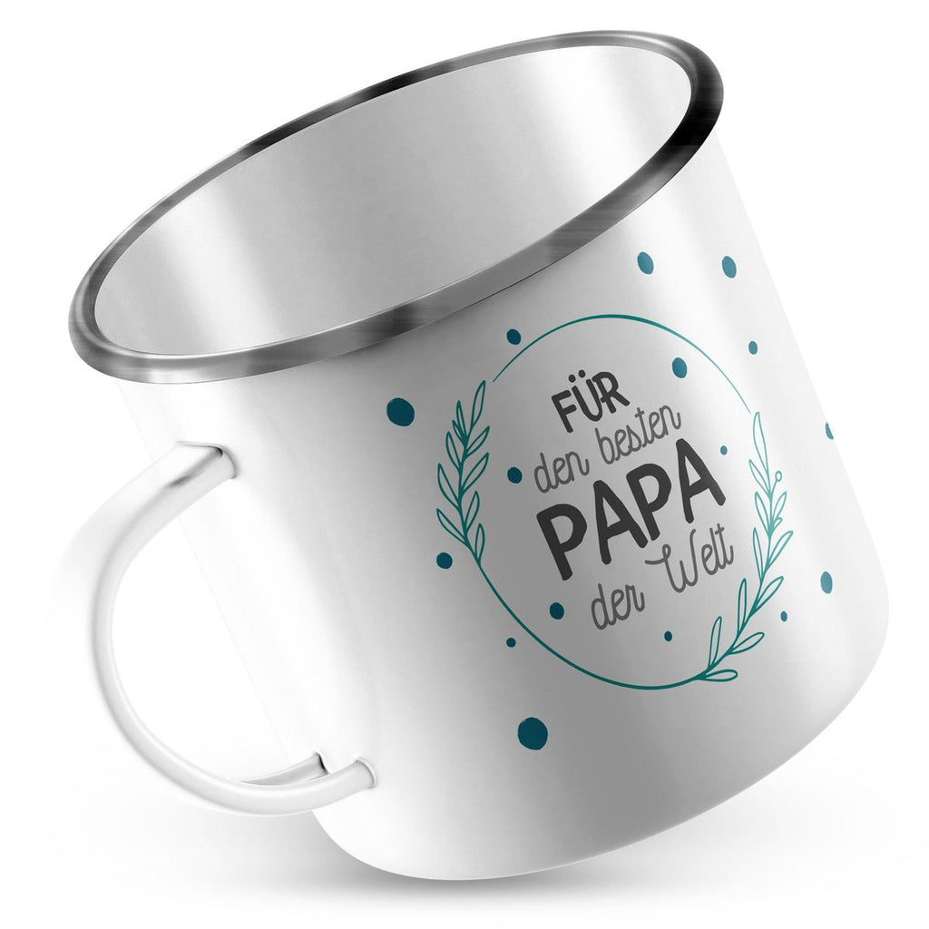 Emaille Tasse mit individuellem Namen Für den besten Papa der Welt optional mit Wunschname - von Mikalino