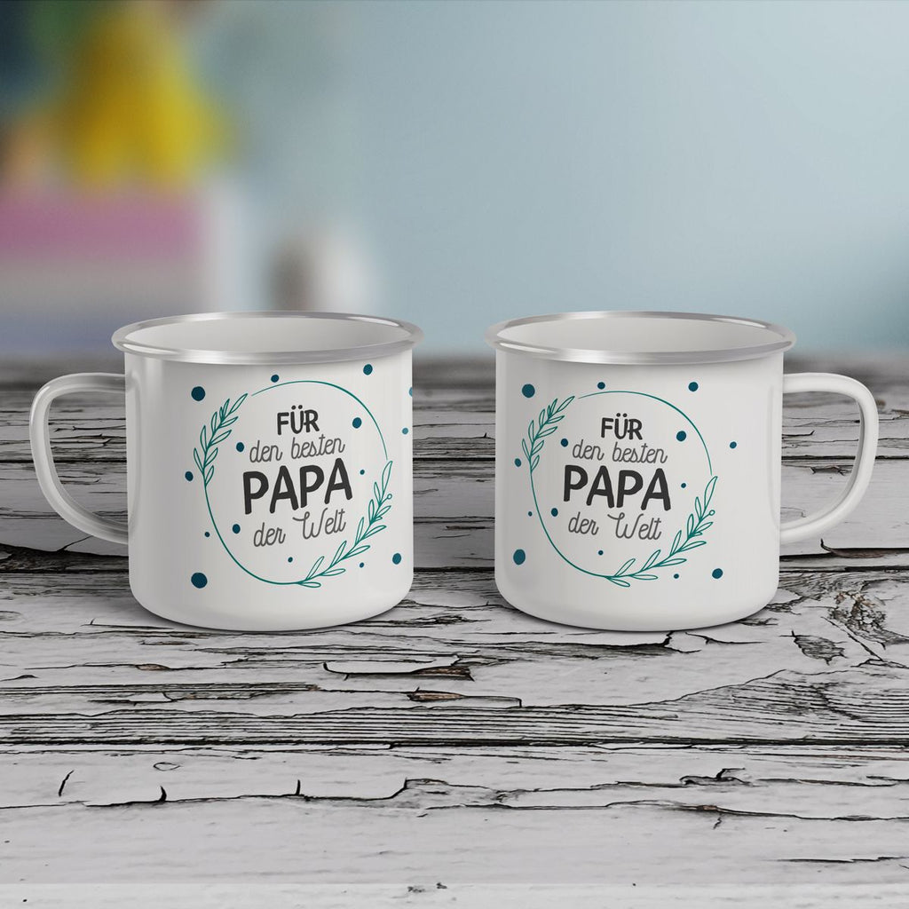 Emaille Tasse mit individuellem Namen Für den besten Papa der Welt optional mit Wunschname - von Mikalino