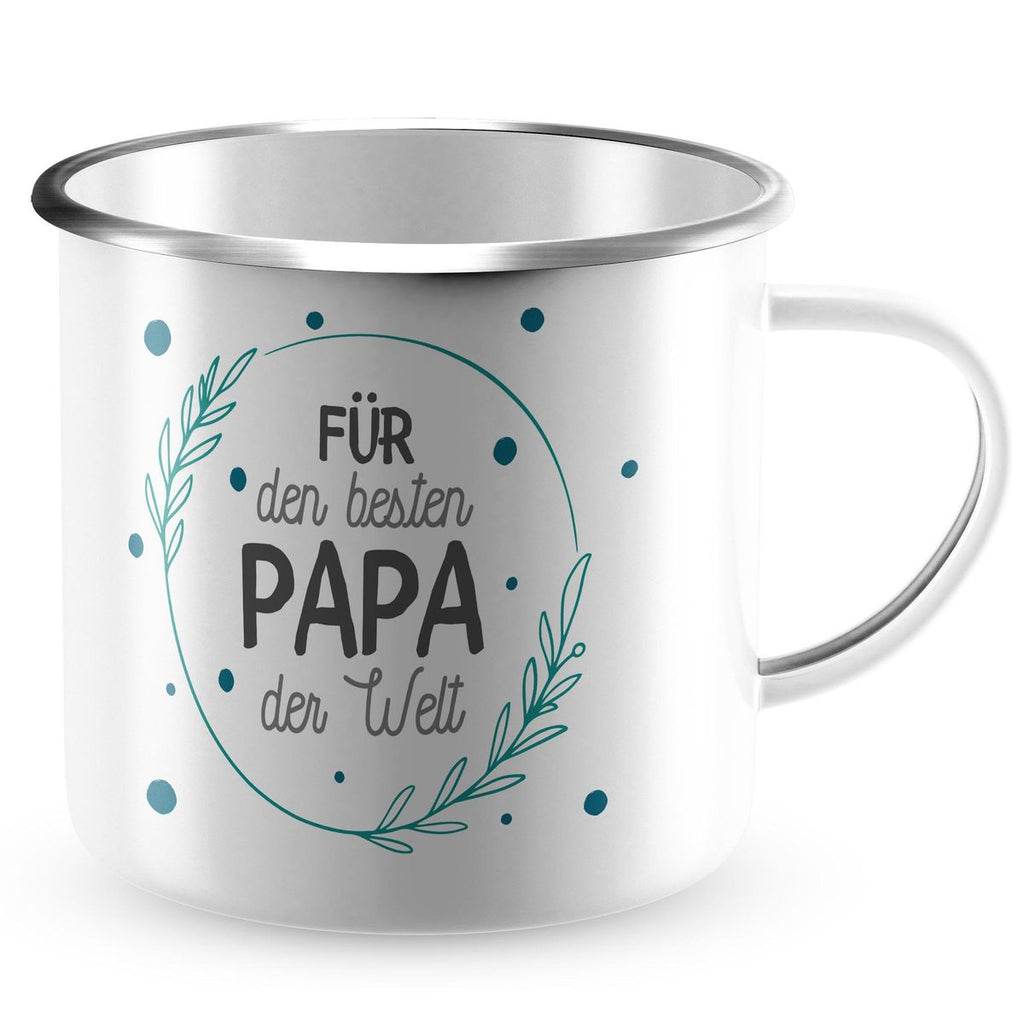 Emaille Tasse mit individuellem Namen Für den besten Papa der Welt optional mit Wunschname - von Mikalino