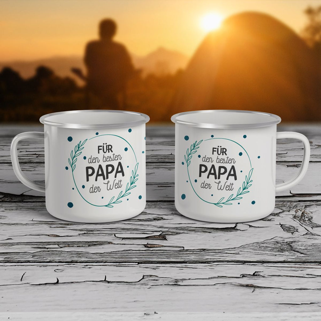 Emaille Tasse mit individuellem Namen Für den besten Papa der Welt optional mit Wunschname - von Mikalino