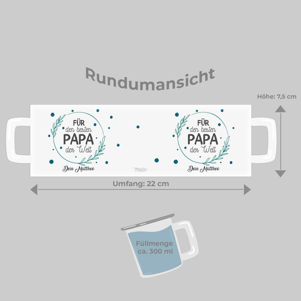 Emaille Tasse mit individuellem Namen Für den besten Papa der Welt optional mit Wunschname - von Mikalino