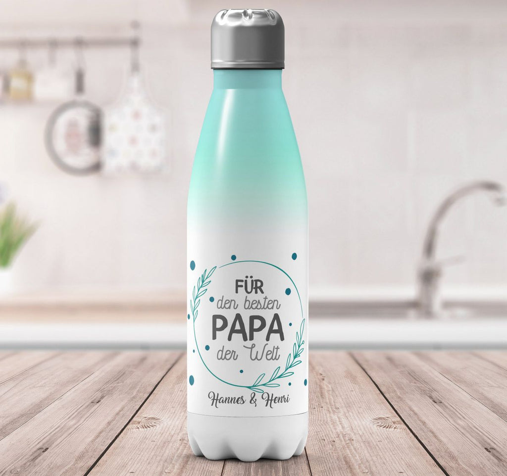 Thermo Trinkflasche Für den besten Papa der Welt mit Wunschname - von Mikalino