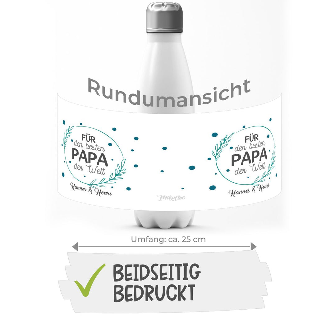 Thermo Trinkflasche Für den besten Papa der Welt mit Wunschname - von Mikalino