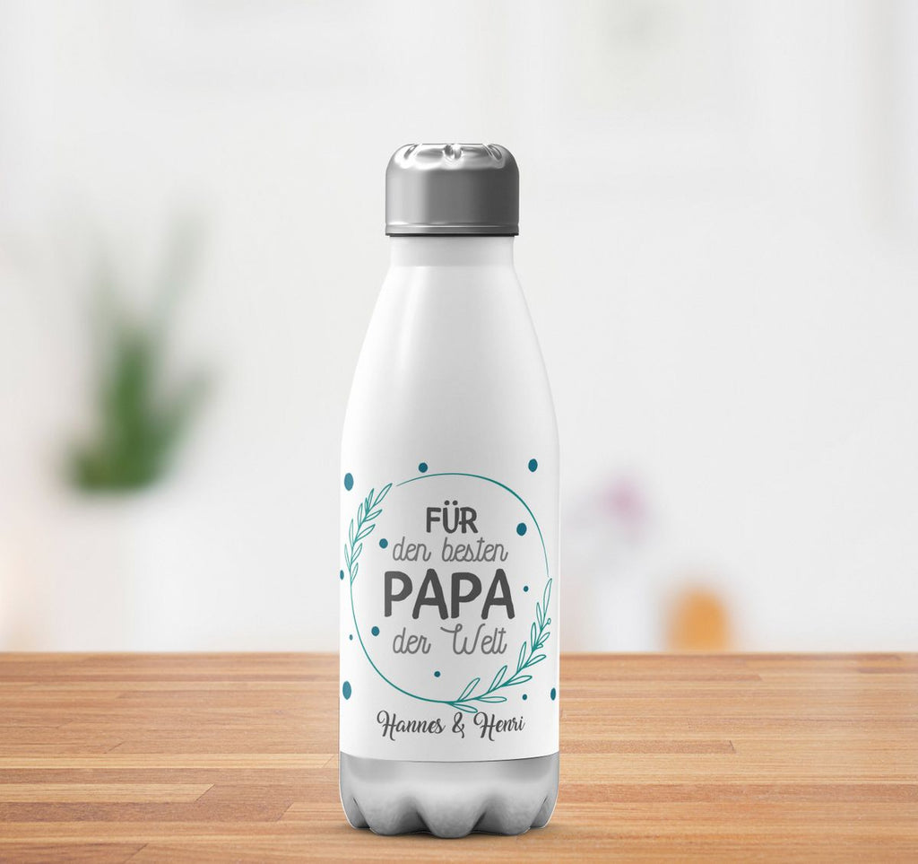 Thermo Trinkflasche Für den besten Papa der Welt mit Wunschname - von Mikalino