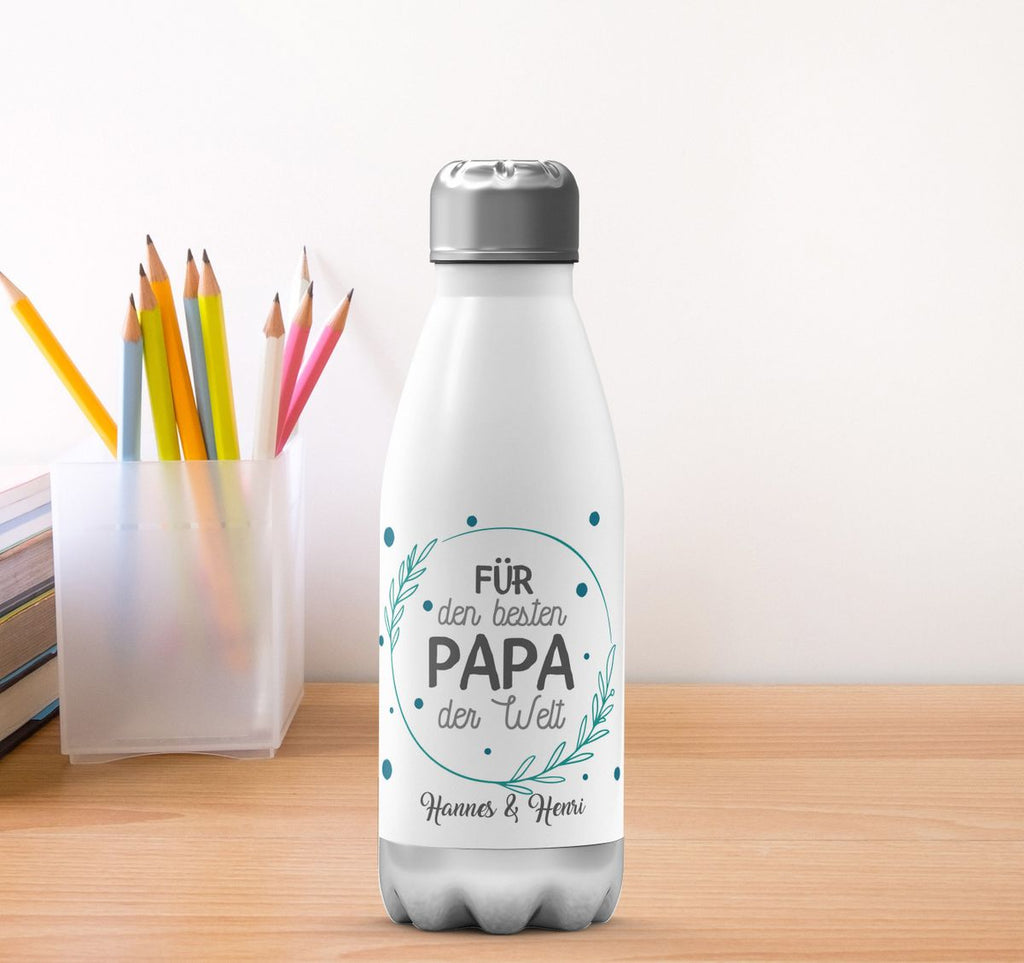 Thermo Trinkflasche Für den besten Papa der Welt mit Wunschname - von Mikalino