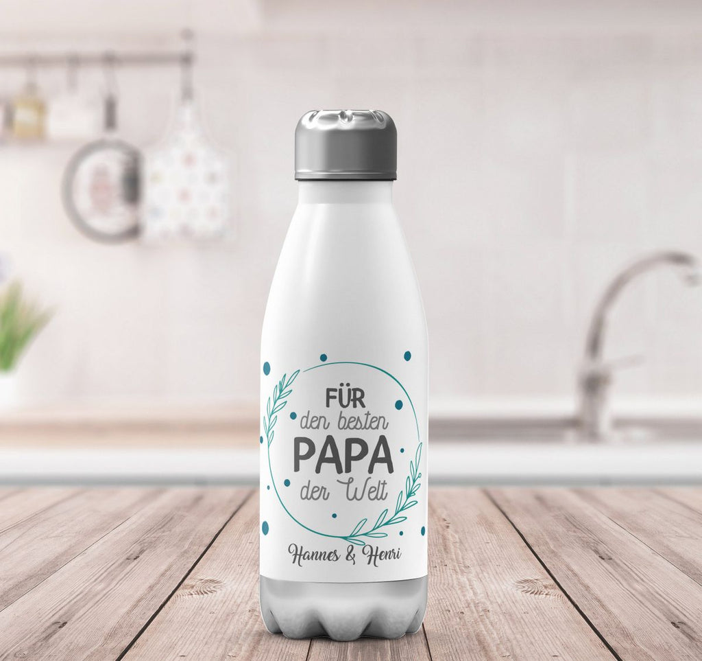 Thermo Trinkflasche Für den besten Papa der Welt mit Wunschname - von Mikalino