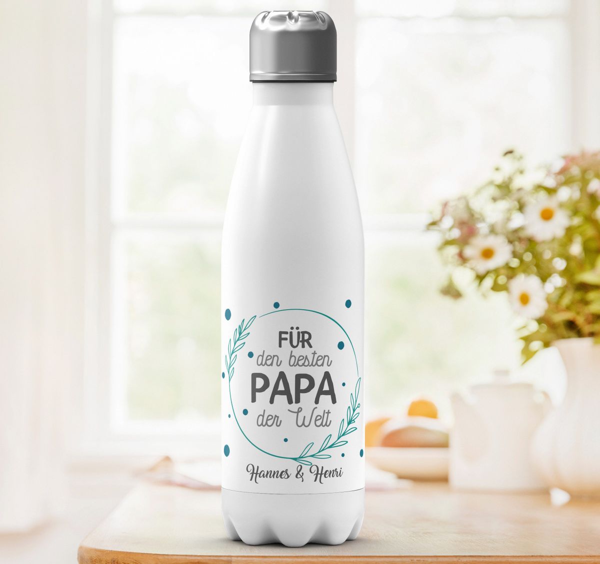 Thermo Trinkflasche Für den besten Papa der Welt mit Wunschname