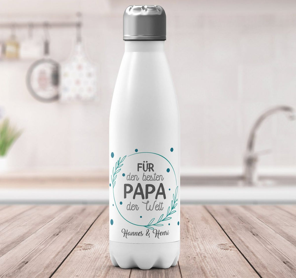 Thermo Trinkflasche Für den besten Papa der Welt mit Wunschname - von Mikalino