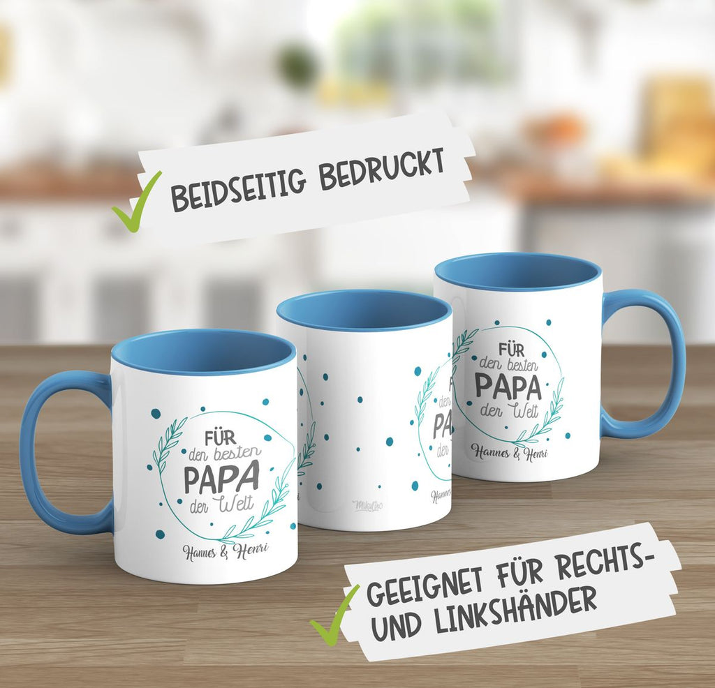 Keramik Tasse Für den besten Papa der Welt mit Wunschname - von Mikalino