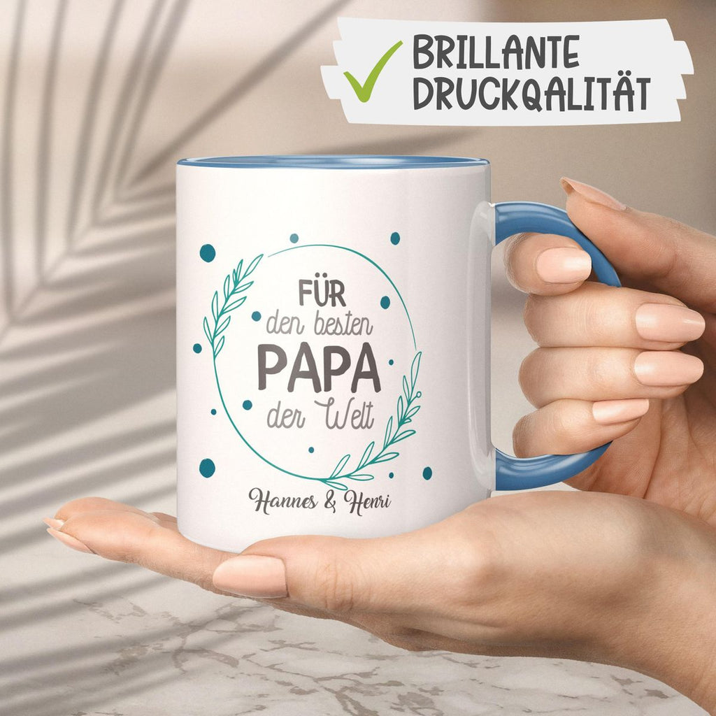 Keramik Tasse Für den besten Papa der Welt mit Wunschname - von Mikalino