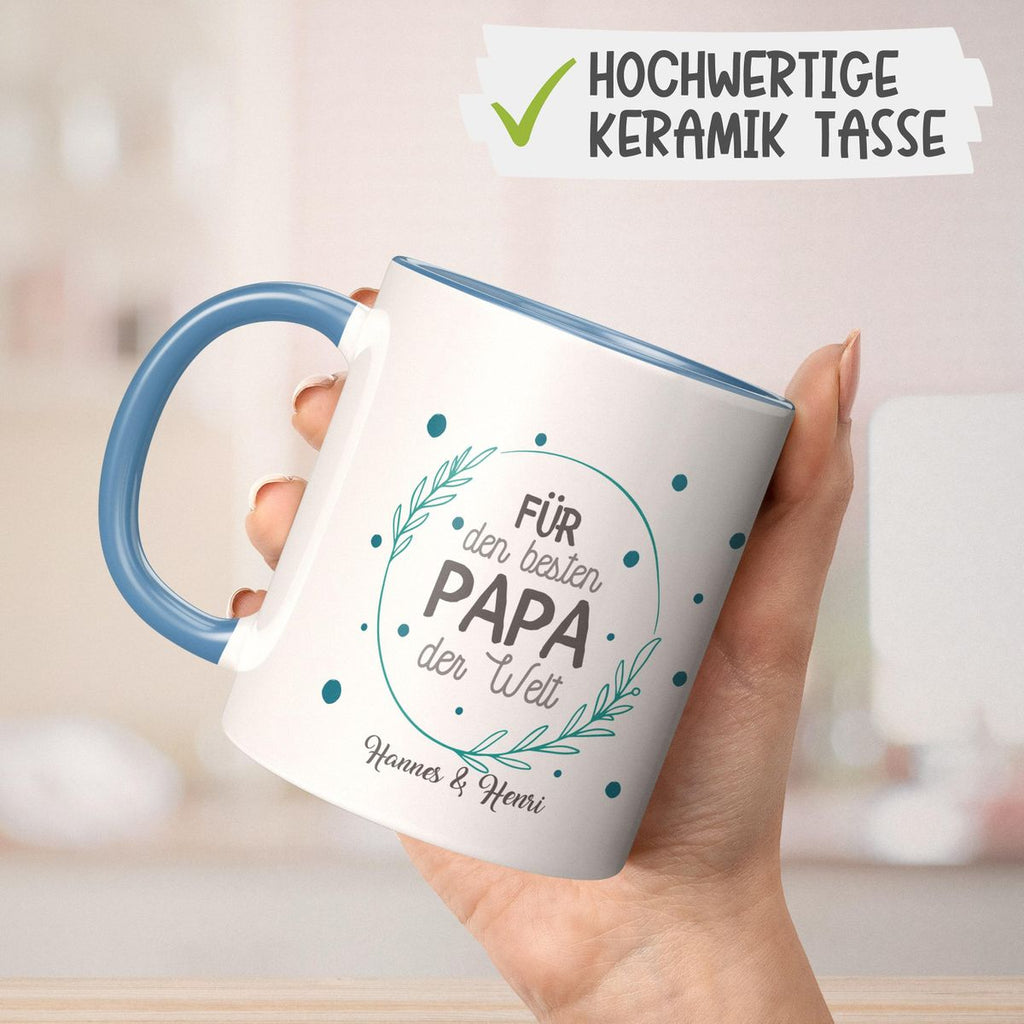 Keramik Tasse Für den besten Papa der Welt mit Wunschname - von Mikalino