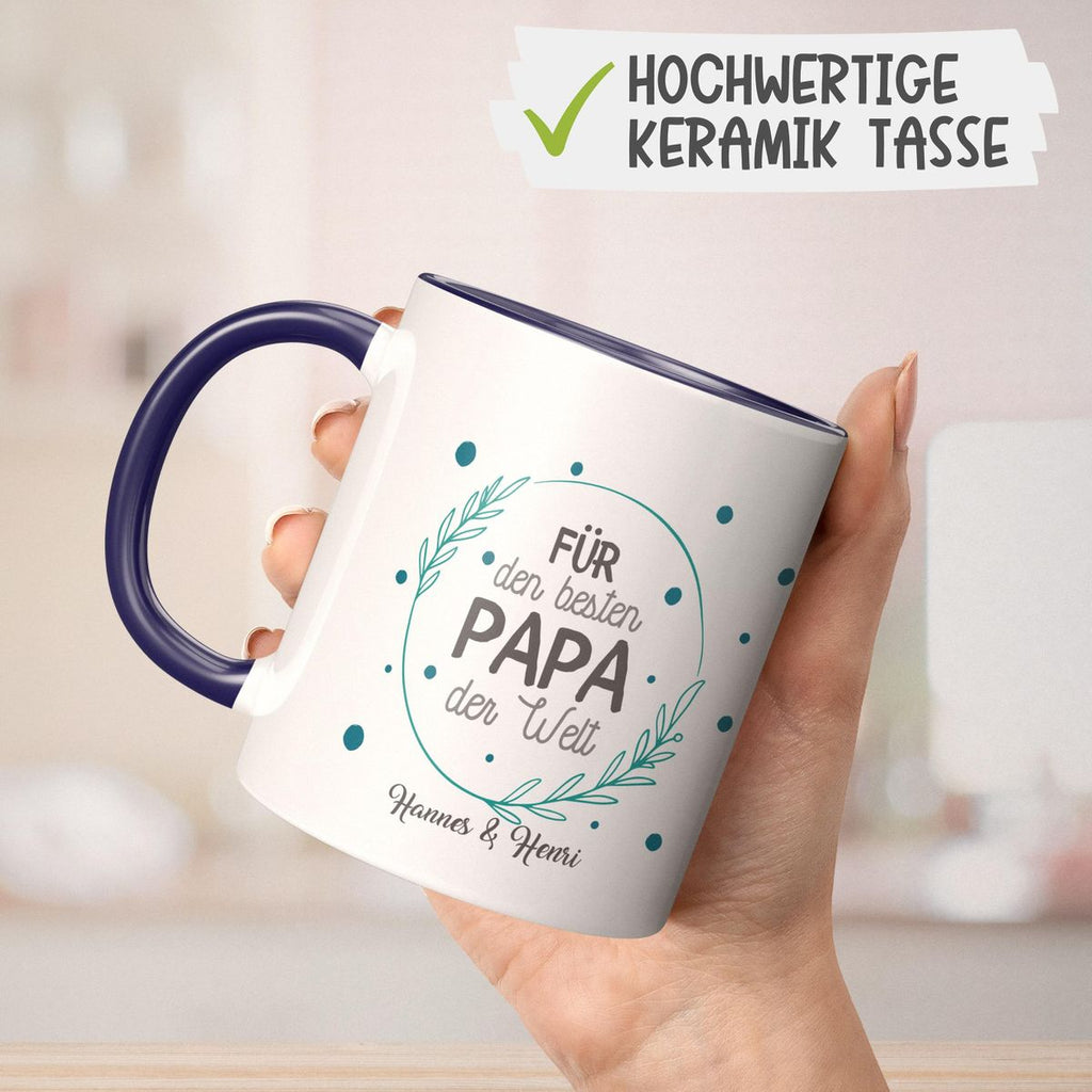 Keramik Tasse Für den besten Papa der Welt mit Wunschname - von Mikalino