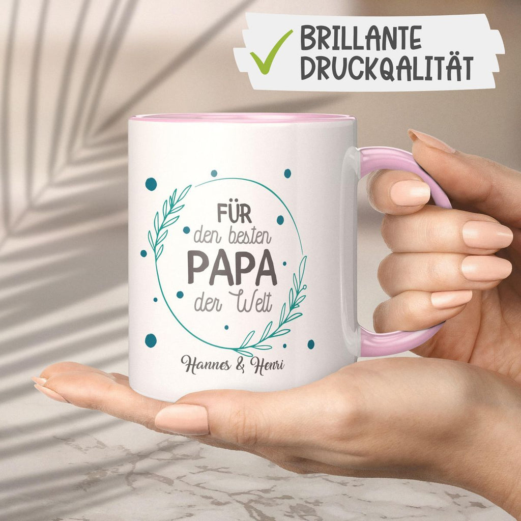 Keramik Tasse Für den besten Papa der Welt mit Wunschname - von Mikalino