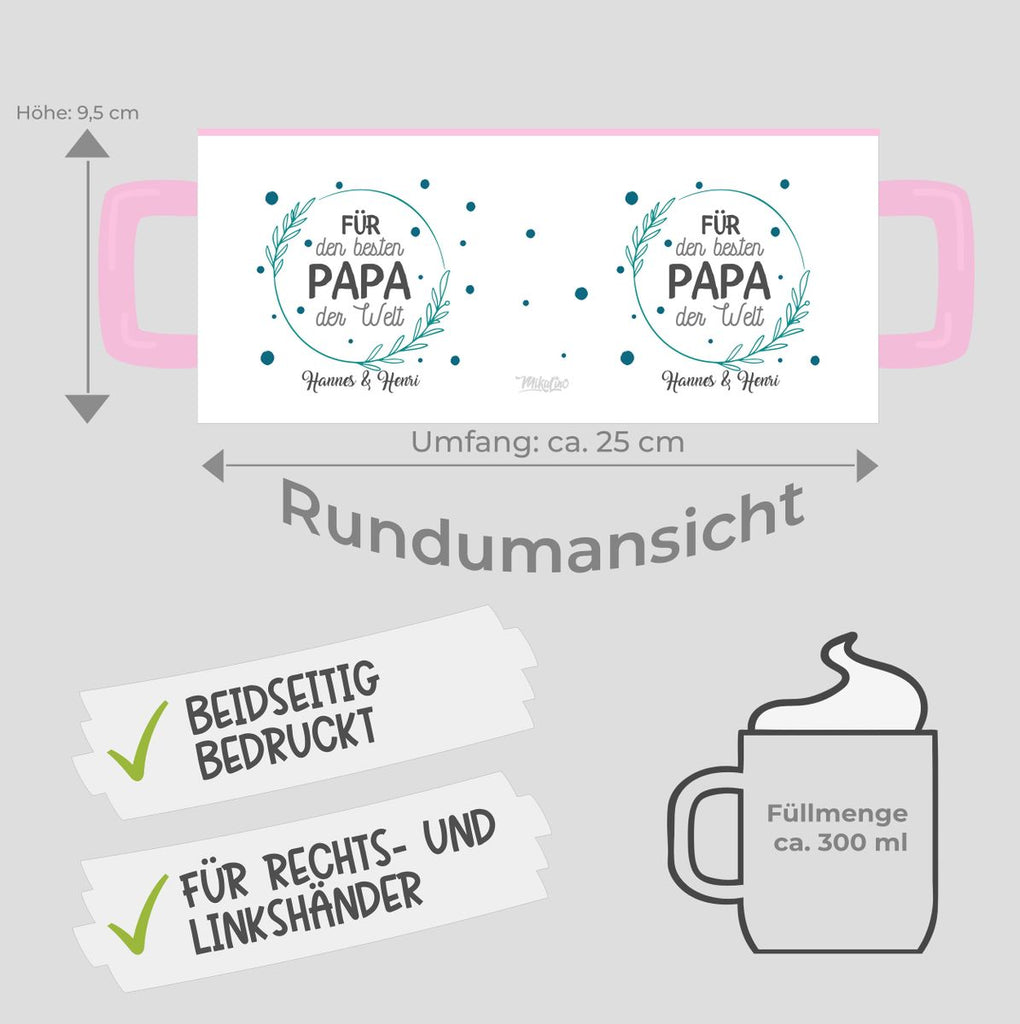 Keramik Tasse Für den besten Papa der Welt mit Wunschname - von Mikalino