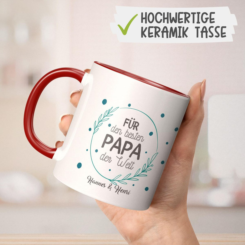 Keramik Tasse Für den besten Papa der Welt mit Wunschname - von Mikalino