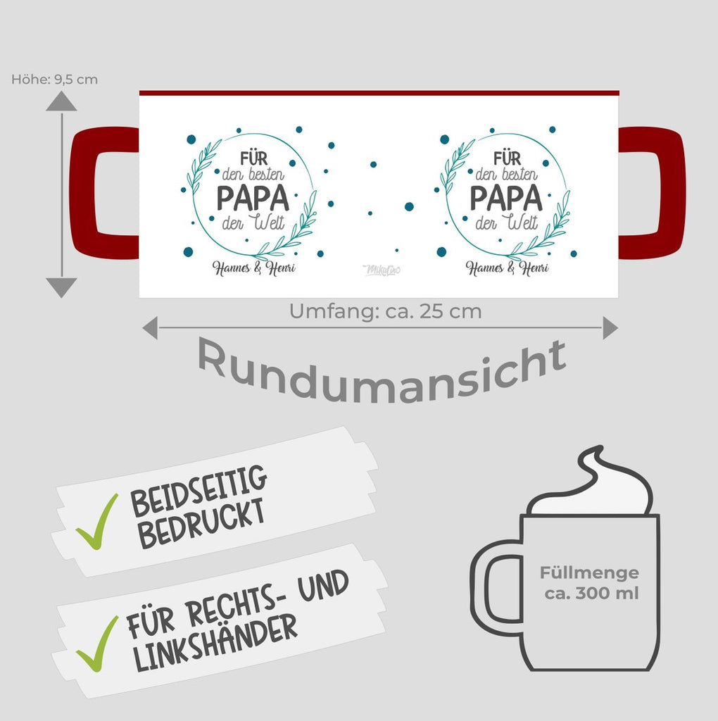 Keramik Tasse Für den besten Papa der Welt mit Wunschname - von Mikalino