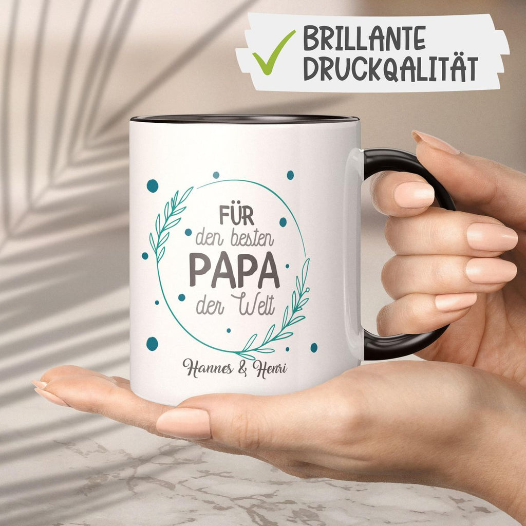 Keramik Tasse Für den besten Papa der Welt mit Wunschname - von Mikalino