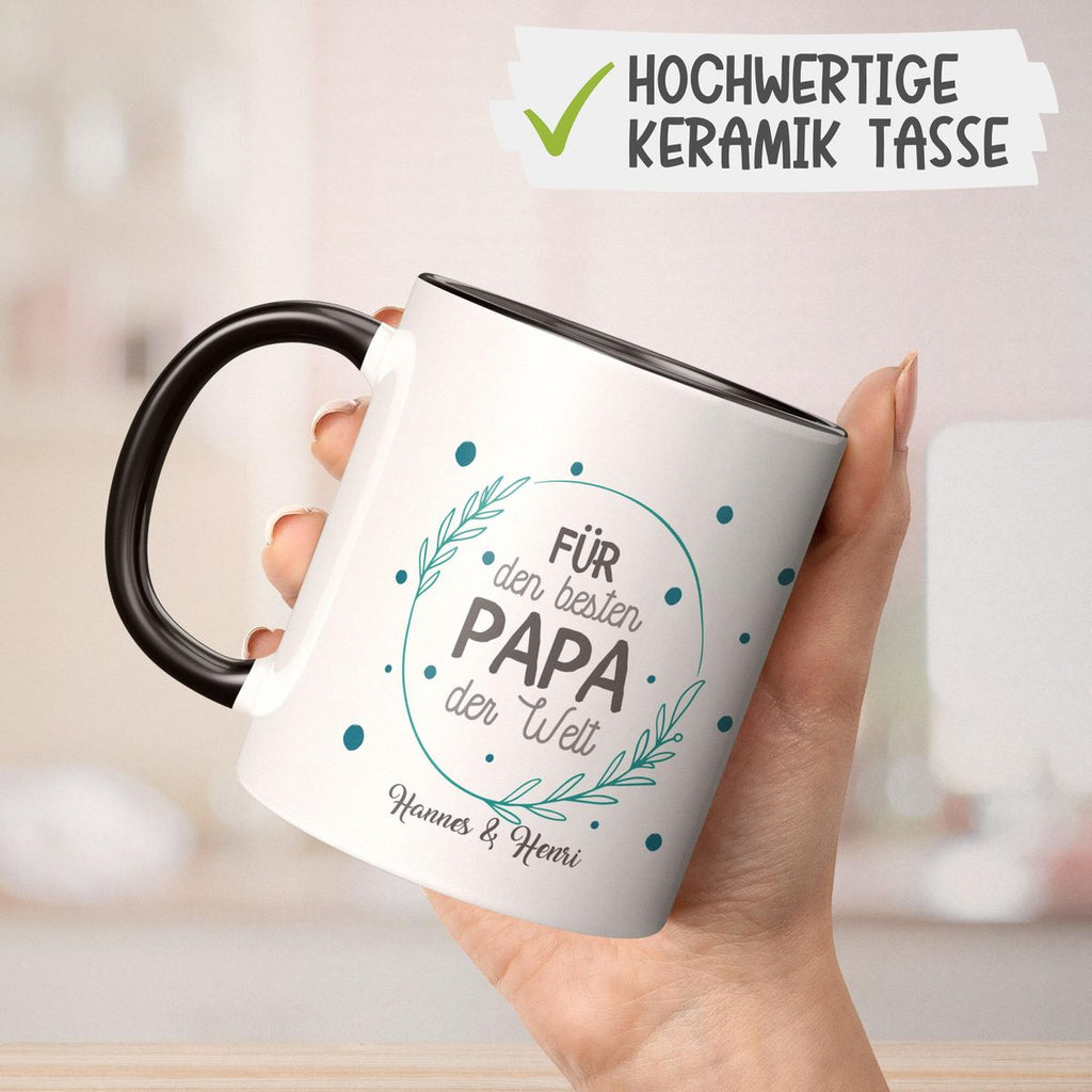 Keramik Tasse Für den besten Papa der Welt mit Wunschname - von Mikalino