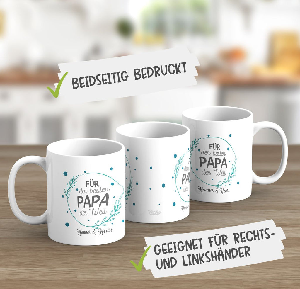 Keramik Tasse Für den besten Papa der Welt mit Wunschname - von Mikalino