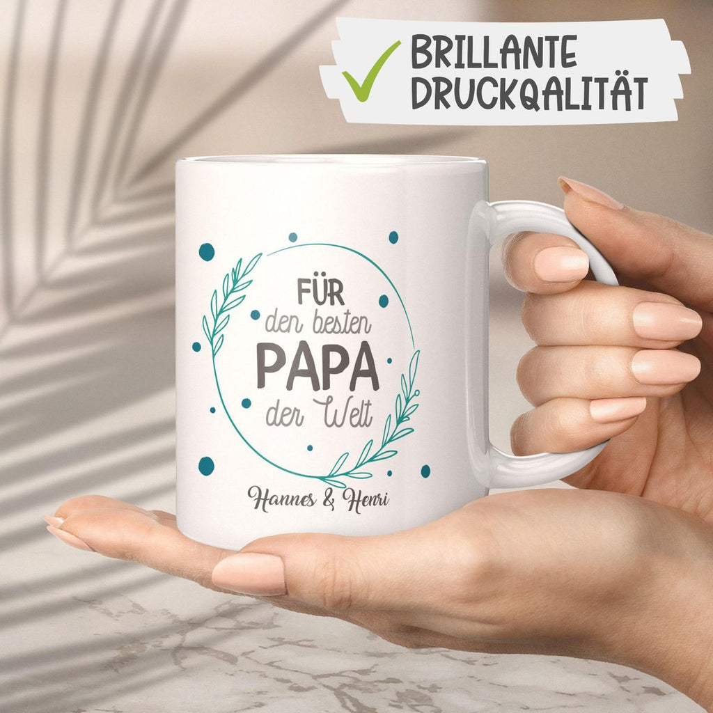 Keramik Tasse Für den besten Papa der Welt mit Wunschname - von Mikalino