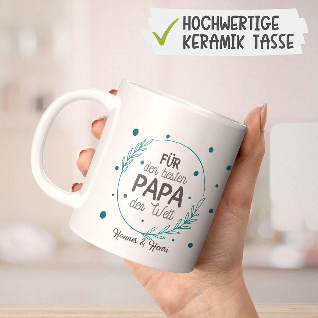 Keramik Tasse Für den besten Papa der Welt mit Wunschname - von Mikalino