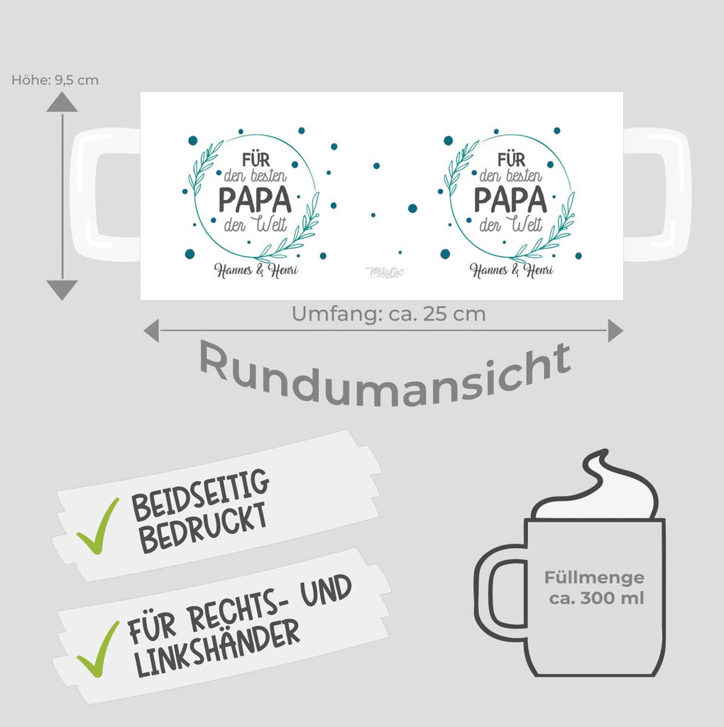 Keramik Tasse Für den besten Papa der Welt mit Wunschname - von Mikalino