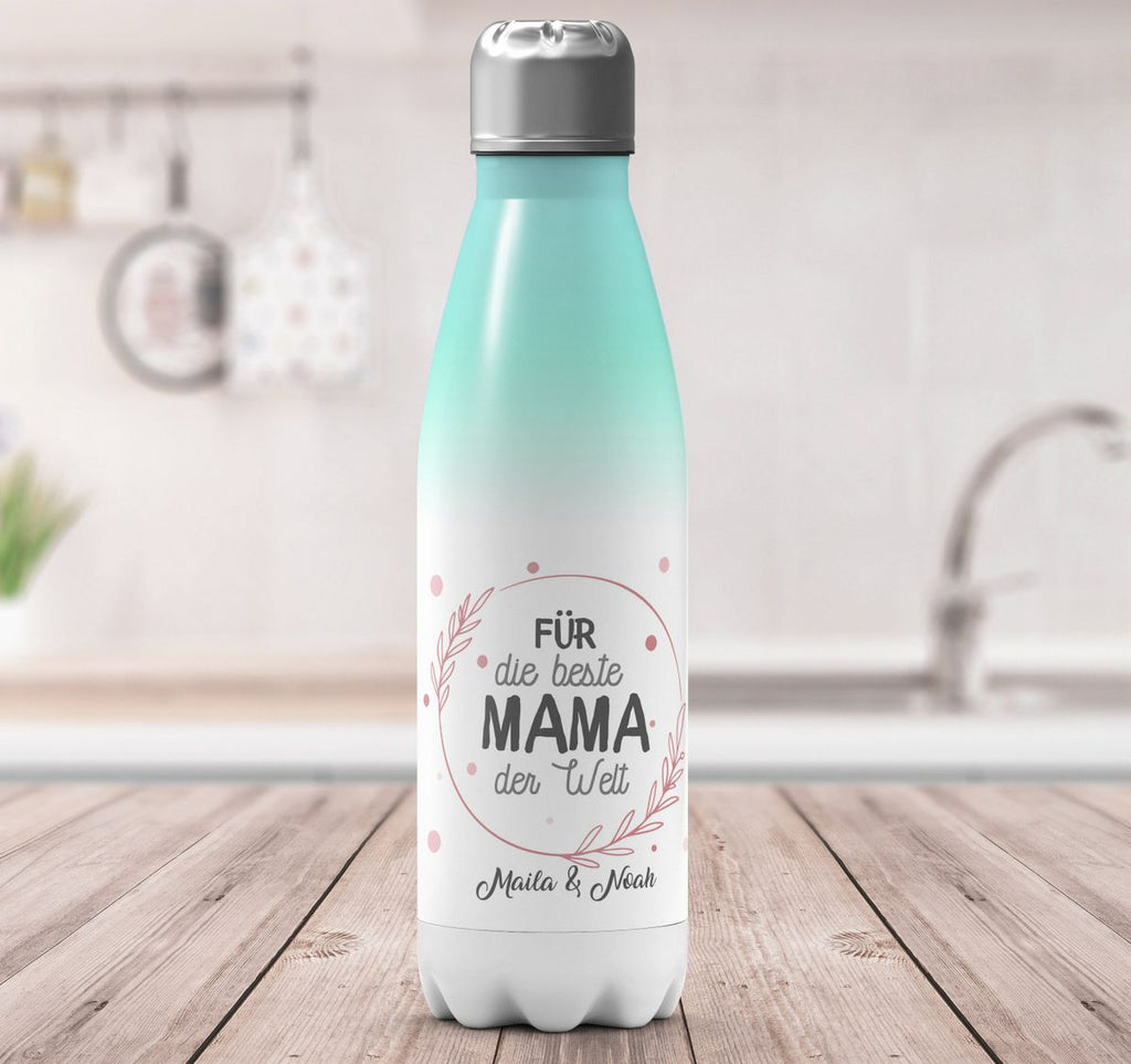 Thermo Trinkflasche Für die beste Mama der Welt mit Wunschname - von Mikalino