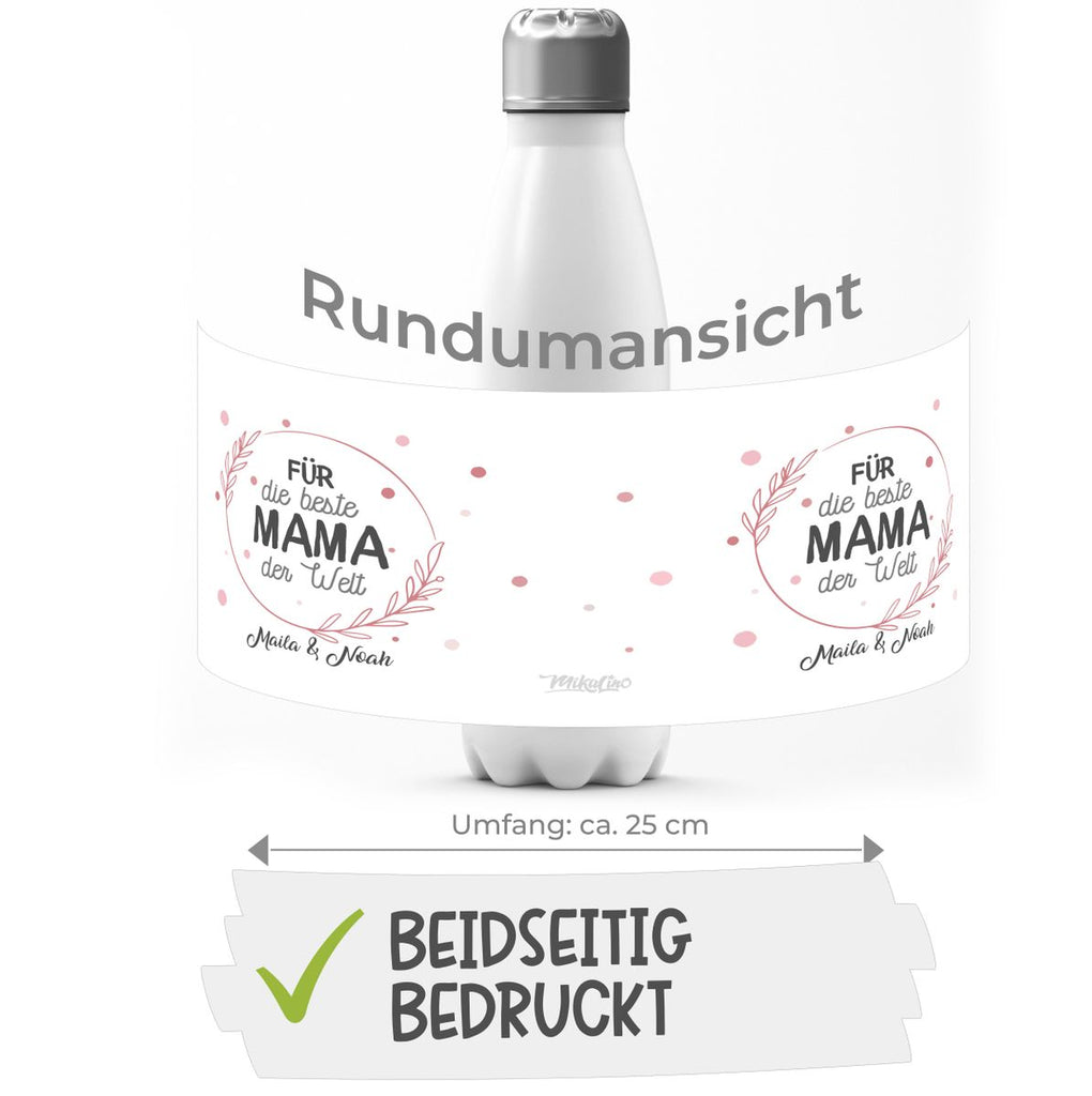 Thermo Trinkflasche Für die beste Mama der Welt mit Wunschname - von Mikalino