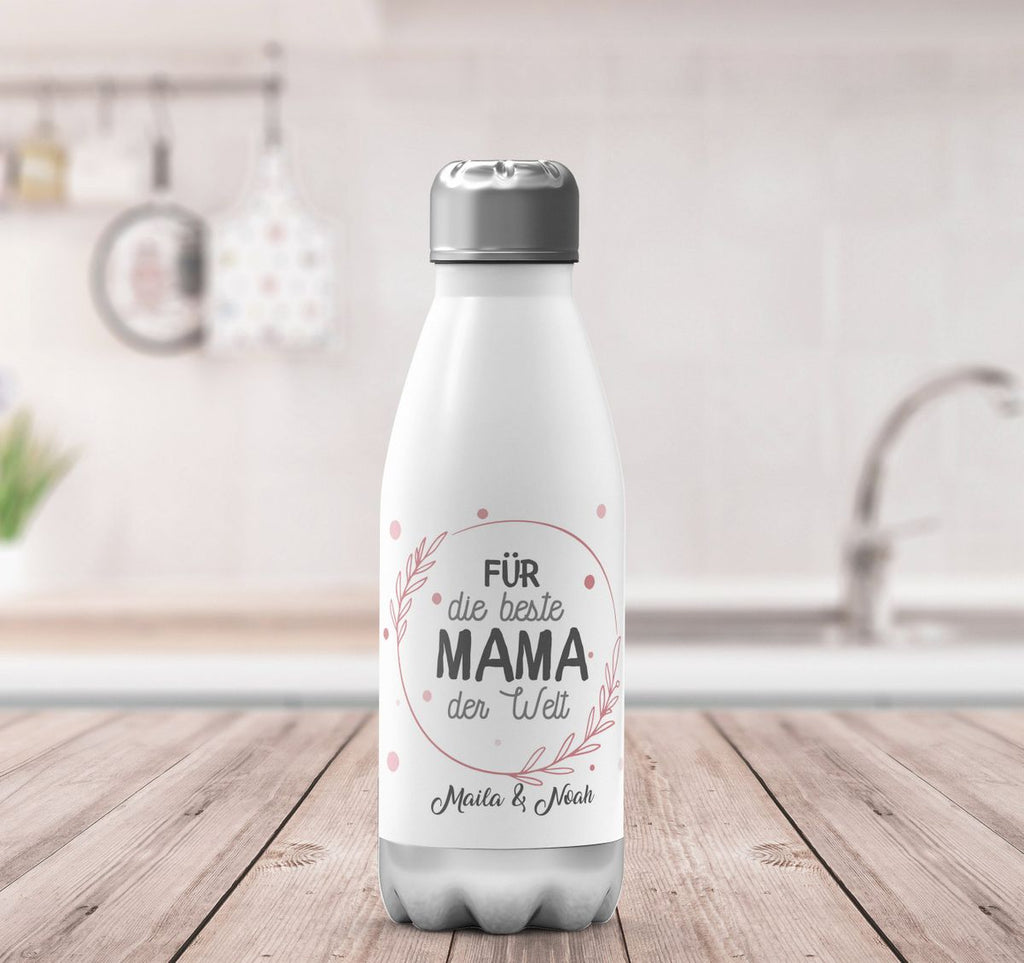 Thermo Trinkflasche Für die beste Mama der Welt mit Wunschname - von Mikalino