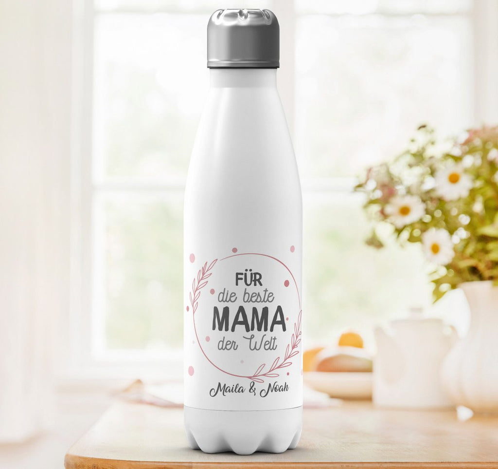 Thermo Trinkflasche Für die beste Mama der Welt mit Wunschname - von Mikalino